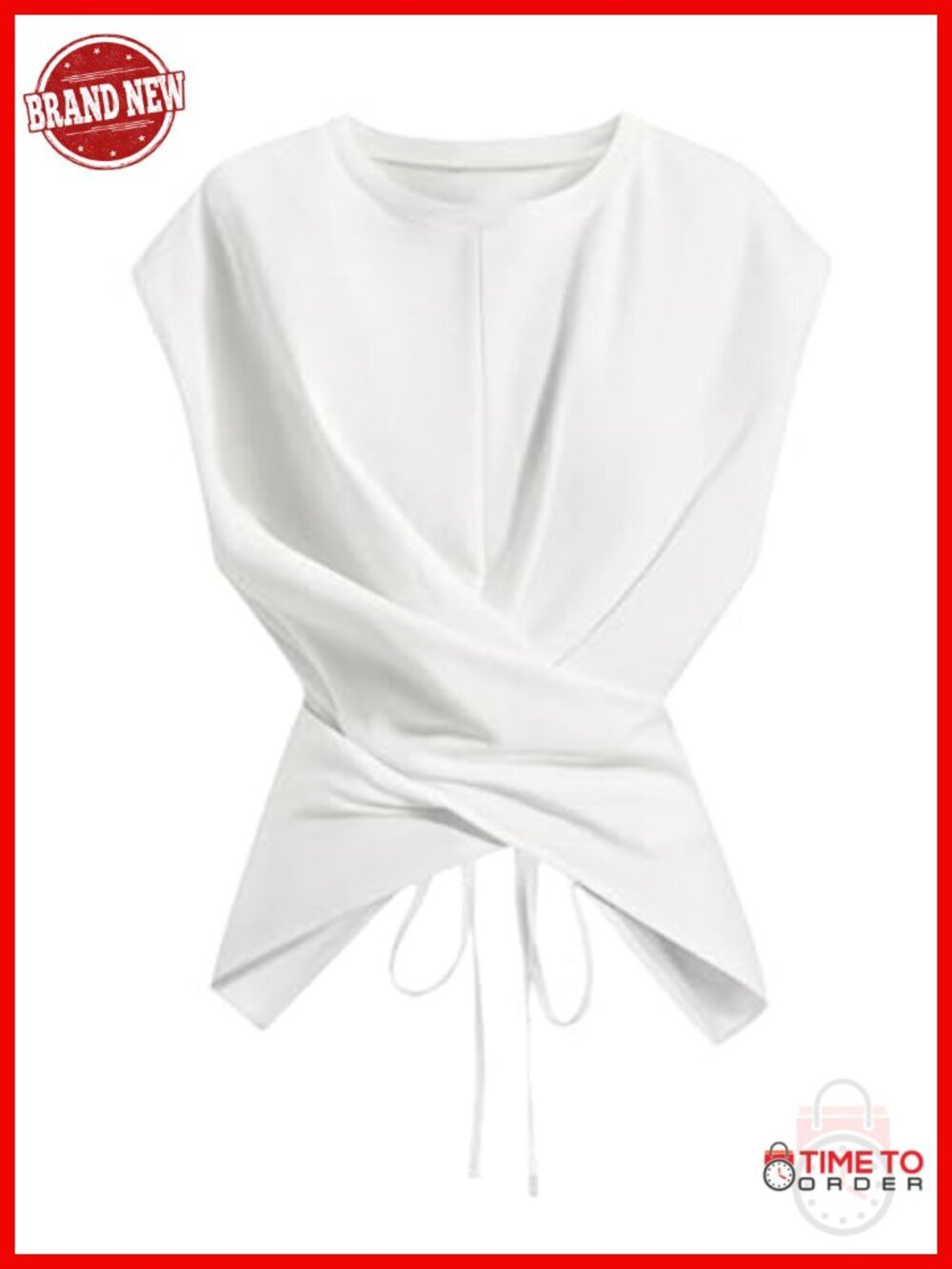 Wrap Front Top Cap Sleeve Tie Back Blouse for Workout Business Casual